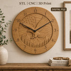 Fichier CNC & impression 3D horloge murale aigle américain relief montagne forêt STL