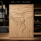 Fichier CNC & impression 3D Le Cri, personnage en détresse sur pont, haute qualité relief STL