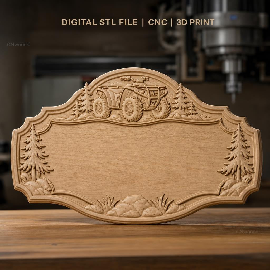 Fichier CNC & impression 3D enseigne panneau quad ATV nature, STL très haute qualité