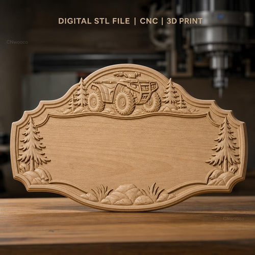 Fichier CNC & impression 3D enseigne panneau quad ATV nature, STL très haute qualité