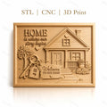 Fichier CNC & impression 3D maison, maison avec clé, arbre, panneau Welcome, haute qualité relief STL