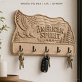 Fichier CNC porte-clés mural enseigne American Spirit avec aigle et drapeau USA, STL très haute qualité