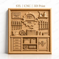 Fichier CNC & impression 3D garage de mécanicien, outils mécaniques, boîte à outils, clés, haute qualité relief STL