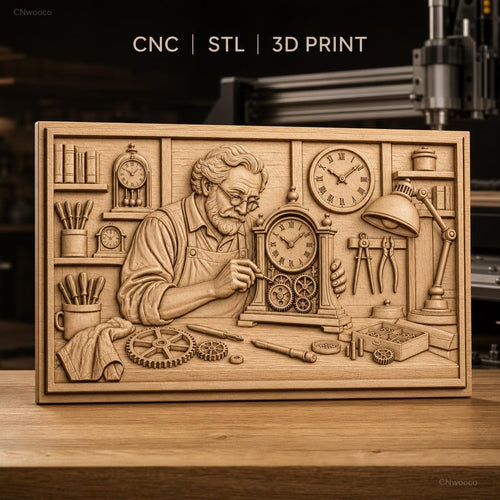 Fichier CNC & impression 3D horloger réparant montre, engrenages, outils d'atelier, haute qualité relief STL
