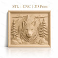 Fichier CNC & impression 3D loup montagne forêt rochers haute qualité relief STL