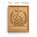 Fichier CNC & impression 3D foi, famille, maison avec croix et coeur, haute qualité relief STL