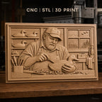 Fichier CNC & impression 3D artisan sculpteur de canards, atelier, outils, haut relief, haute qualité relief STL