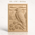 Fichier CNC & impression 3D aigle et paysage montagneux, forêt et rivière, haute qualité relief STL