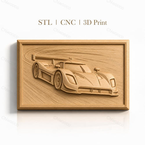 Fichier CNC & impression 3D voiture de course, relief dynamique piste de vitesse, haute qualité relief STL