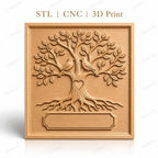 Fichier CNC & impression 3D arbre de l'amour, oiseaux sur branches avec cœur, haute qualité relief STL