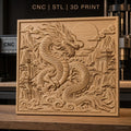 Fichier CNC & impression 3D dragon chinois, montagnes, temple, nuages, haute qualité relief STL
