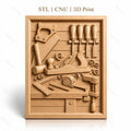 Fichier CNC & impression 3D outils de menuiserie, scie, rabot, marteau, équerre, serre-joint, haute qualité relief STL
