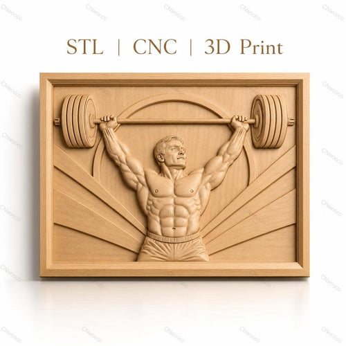 Fichier CNC & impression 3D bodybuilder musclé haltérophilie haute qualité relief STL