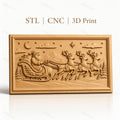 Fichier CNC & impression 3D Noël, père Noël en traîneau avec rennes, haute qualité relief STL
