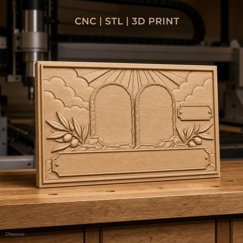 Fichier CNC & impression 3D Tables des lois, rayons du soleil, branchages d'olivier, haute qualité relief STL