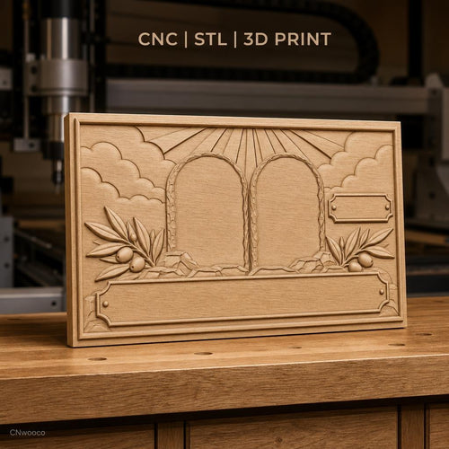 Fichier CNC & impression 3D Tables des lois, rayons du soleil, branchages d'olivier, haute qualité relief STL