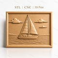 Fichier CNC & impression 3D bateau à voile, mer, nuages, haute qualité relief STL