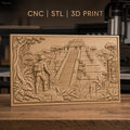 Fichier CNC & impression 3D pyramide maya, explorateur, jungle, temple ancien haute qualité relief STL
