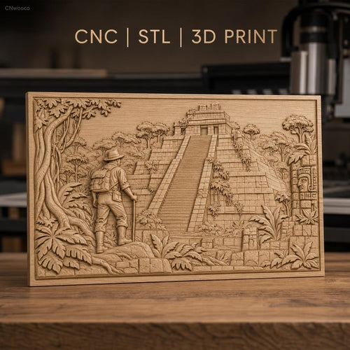 Fichier CNC & impression 3D pyramide maya, explorateur, jungle, temple ancien haute qualité relief STL