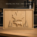 Fichier CNC & impression 3D drapeau canadien, élan et sapins en relief, haute qualité relief STL