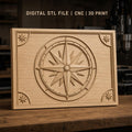 Fichier CNC & impression 3D boussole marine, rose des vents détaillée, haute qualité relief STL