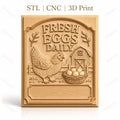 Fichier CNC & impression 3D poule, panier d'œufs, ferme, haute qualité relief STL