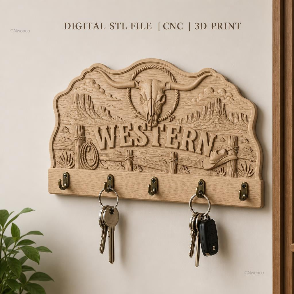 Fichier CNC porte-clés mural enseigne Western décorative très haute qualité STL