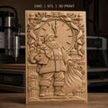 Fichier CNC & impression 3D Père Noël avec horloge et cadeaux, haute qualité relief STL