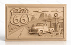 Fichier CNC & impression 3D Route 66, pick-up ancien et station-service, haute qualité relief STL