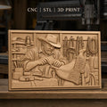 Fichier CNC & impression 3D artisan au travail, sellerie et outils de cuir, haute qualité relief STL