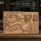 Fichier CNC & impression 3D artisan au travail, sellerie et outils de cuir, haute qualité relief STL