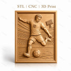 Fichier CNC & impression 3D joueur de football, stade, ballon, haute qualité relief STL
