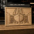 Fichier CNC & impression 3D chantier naval, bateau en cale sèche, échafaudages, haute qualité relief STL