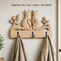 Fichier CNC & impression 3D support décoration chat amoureux, cœur et branche, STL très haute qualité