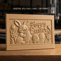 Fichier CNC & impression 3D Lapin de Pâques, oeufs décorés et fleurs, haute qualité relief STL