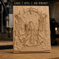 Fichier CNC & impression 3D magicien avec portail magique et bâton, haute qualité relief STL