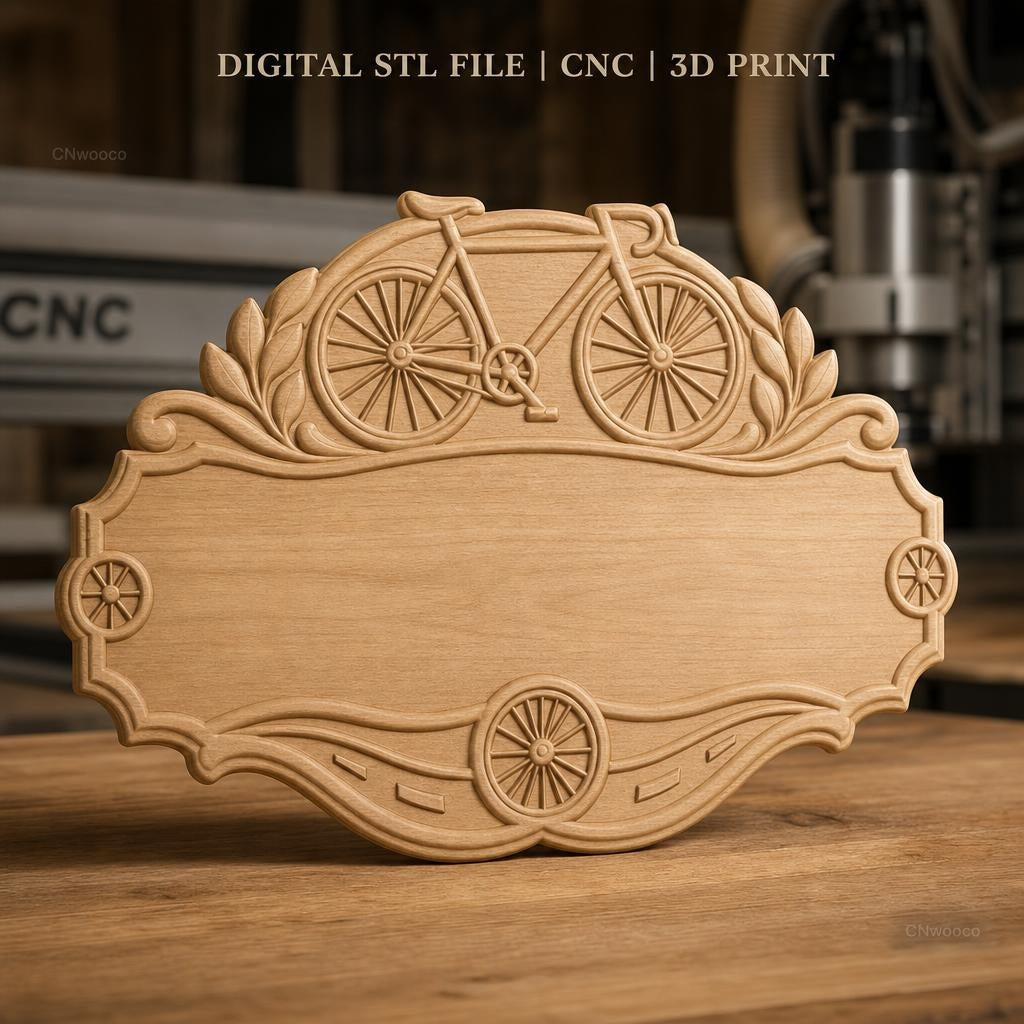 Fichier CNC & impression 3D enseigne vélo vintage design, STL très haute qualité