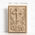 Fichier CNC & impression 3D religieuse, croix, mains en prière, lys, haute qualité relief STL