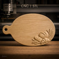 Fichier CNC planche à pain avec motif pain et blé, bas-relief pour sculpture sur bois, STL