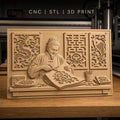 Fichier CNC & impression 3D artisan chinois découpage papier, fleurs, dragon, poisson, haute qualité relief STL