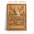 Fichier CNC & impression 3D chasse, cerf, fusil, canard, forêt, texte Hunting is my therapy, haute qualité relief STL