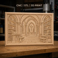 Fichier CNC & impression 3D intérieur d'église gothique, autel, bibliothèque, croix, haute qualité relief STL