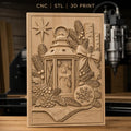 Fichier CNC & impression 3D décorations de Noël, lanterne, bougie, pommes de pin, haute qualité relief STL