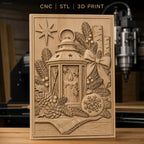 Fichier CNC & impression 3D décorations de Noël, lanterne, bougie, pommes de pin, haute qualité relief STL