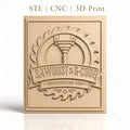 Fichier CNC & impression 3D logo scie circulaire et fraise, atelier de menuiserie haute qualité relief STL