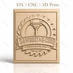 Fichier CNC & impression 3D logo scie circulaire et fraise, atelier de menuiserie haute qualité relief STL