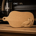 Fichier CNC planche à découper, pain, maïs et couteau bas-relief pour sculpture sur bois, STL