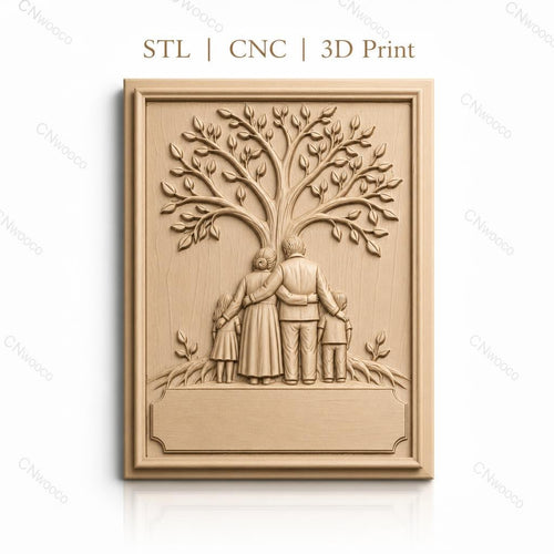 Fichier CNC & impression 3D arbre de vie famille enfants haute qualité relief STL