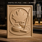 Fichier CNC & impression 3D curling canadien, pierres de curling et feuille d'érable, haute qualité relief STL