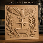 Fichier CNC & impression 3D scène de la nativité, colombe, étoile, mangeoire et branches d'olivier, haute qualité relief STL